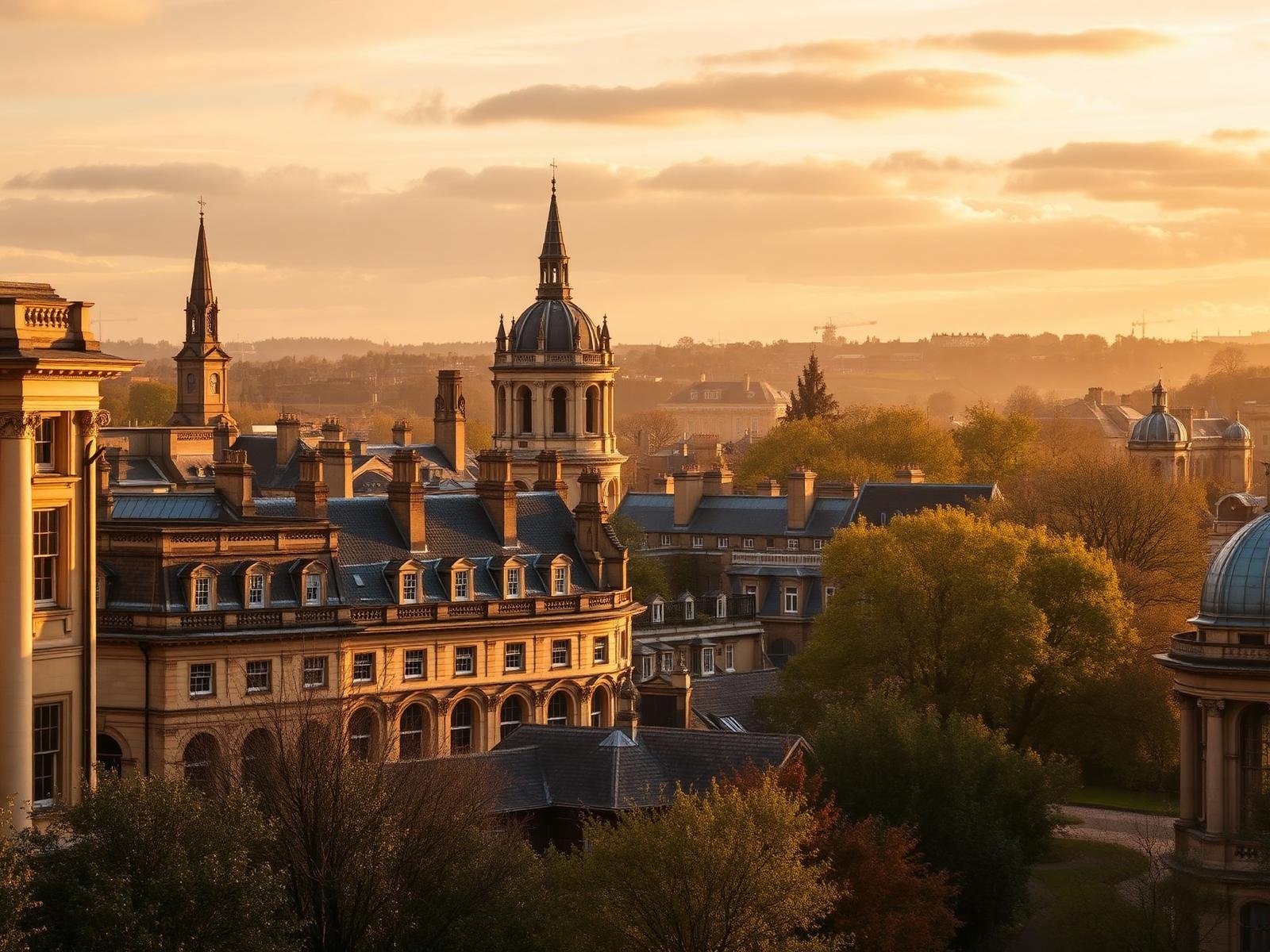 Oxford skyline at golden hour